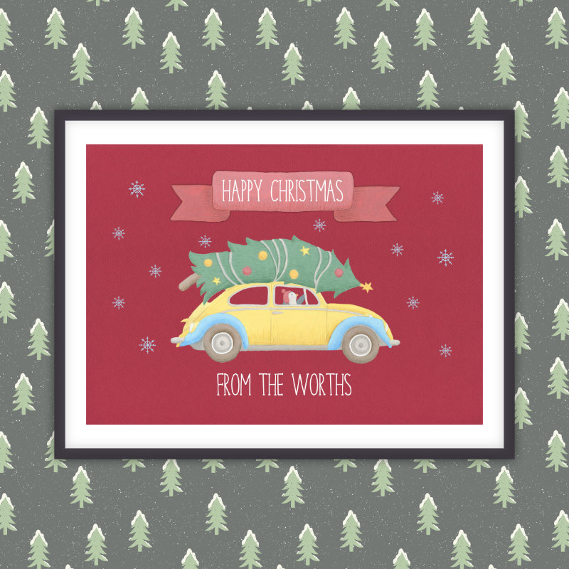 Christmas Tree on car in frame
